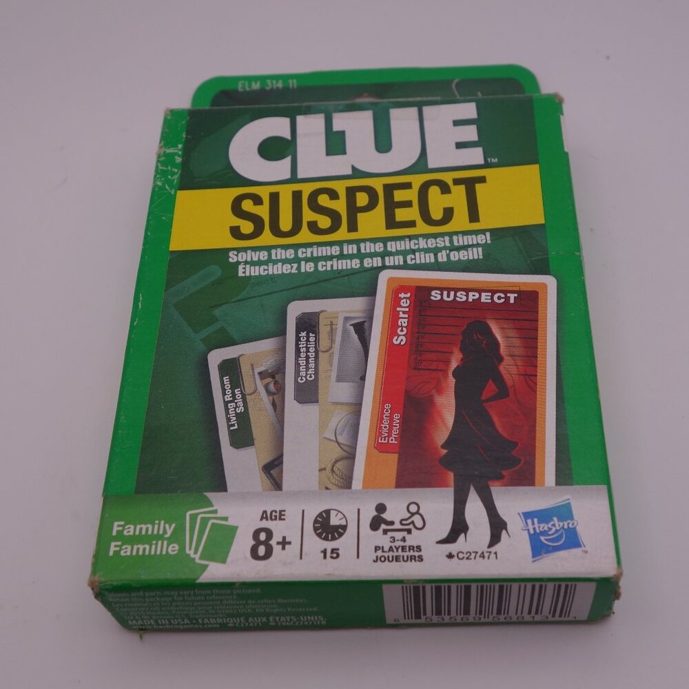 2010 HASBRO CLUE SUSPECT CARD GAME C27471 Made in USA 53569 56813 786C2C27471FB